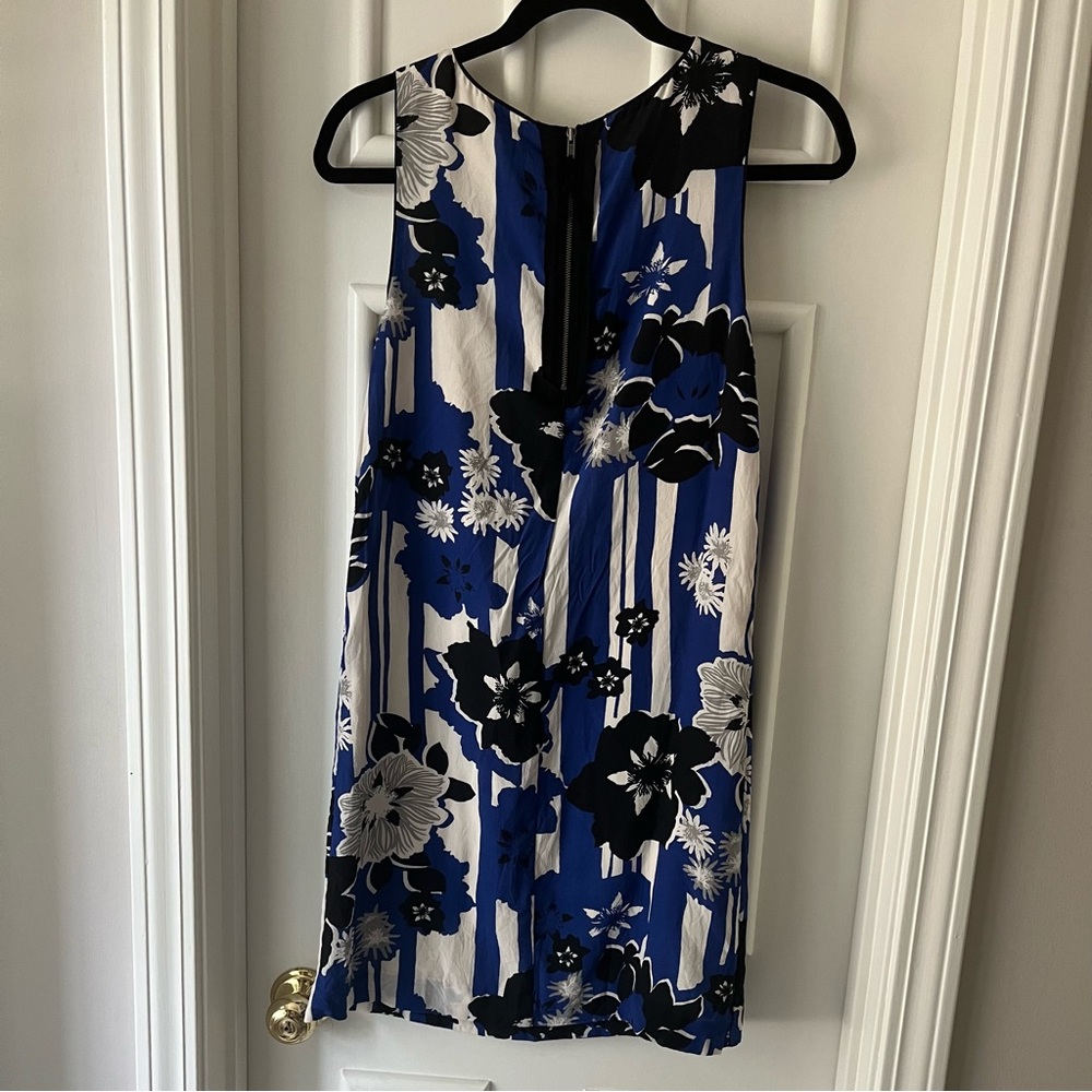 Anthropologie Maeve Blue Floral Silk Shift Dress - Picture 2 of 6
